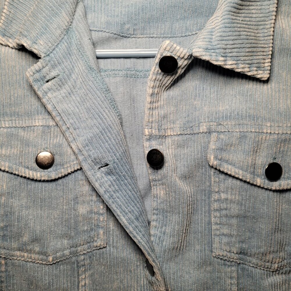 Simply Southern Corduroy Jacket Distressed Blue Long Sleeve Button Medium Boho - Picture 12 of 13